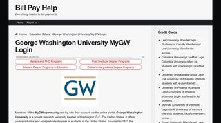 George Washington University MyGW Login - Bill Pay Help