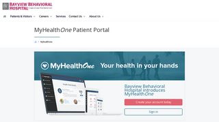 MyHealthOne Patient Portal | Bayview Behavioral Hospital