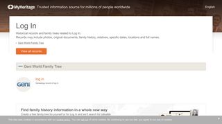 Log In - Historical records and family trees - MyHeritage