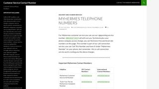 Myhermes Customer Service Contact Number 0843 837 5419 Track ...