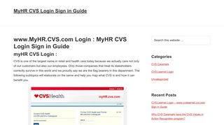 www.MyHR.CVS.com Login : MyHR CVS Login Sign in Guide
