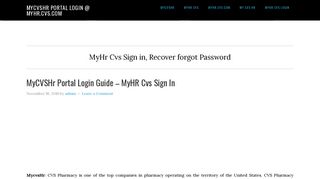 MyCvsHR Portal Login @ myhr.cvs.com - MyHr Cvs Sign in, Recover ...