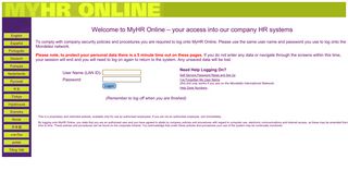 MyHR Online Logon