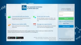 MyHSS - Login Page - Powered by