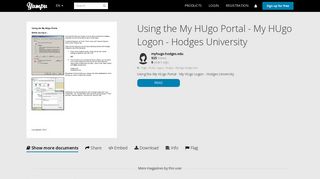 Using the My HUgo Portal - My HUgo Logon - Hodges ... - Yumpu