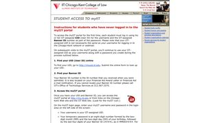 Chicago-Kent College of Law: myIIT Student Login Instructions
