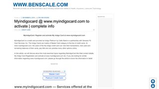 Myindigocard @ www.myindigocard.com to activate | complete info