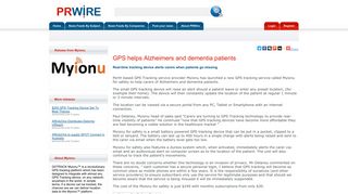 Press Release: GPS helps Alzheimers and dementia patients