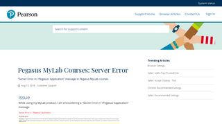 Pegasus MyLab Courses: Server Error - Pearson Support