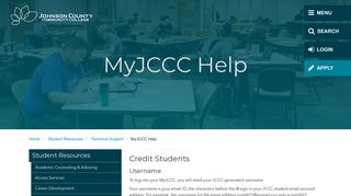 MyJCCC Help - Johnson County Community College
