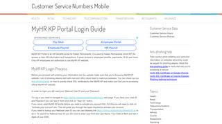 MyHR KP Portal Login Guide - Customer Service Numbers Mobile