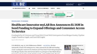 Healthcare Innovator myLAB Box Announces $1.56M in Seed Funding ...