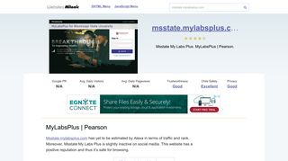 Msstate.mylabsplus.com website. MyLabsPlus | Pearson.