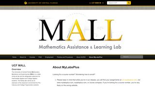 About MyLabsPlus | Mathematics Assistance and Learning Lab