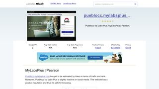 Pueblocc.mylabsplus.com website. MyLabsPlus | Pearson.