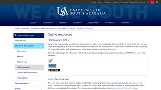 Online resources - University of South Alabama