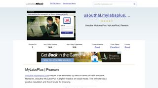 Usouthal.mylabsplus.com website. MyLabsPlus | Pearson.