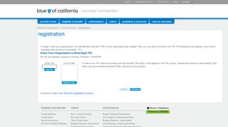 Registration - Provider Connection - Blue Shield of California
