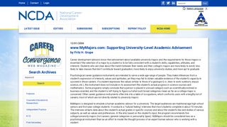 www.MyMajors.com: Supporting University-Level Academic Advisement
