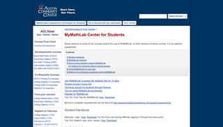 MyMathLab Center for Students - Math Department Info for Students