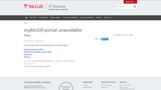 myMcGill portal unavailable | IT Services - McGill University