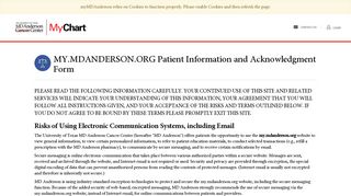 Patient Information and Acknowledgment Form - myMDAnderson -