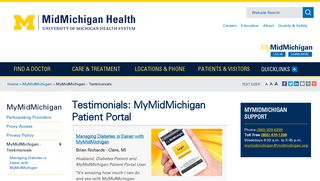 Testimonials-MyMidMichigan Patient Portal - MidMichigan Health