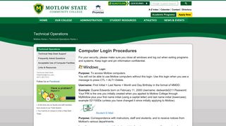 Computer Login Procedures at Motlow State