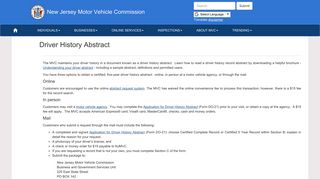New Jersey Motor Vehicle Commission - Driver history Abstract - NJ.gov