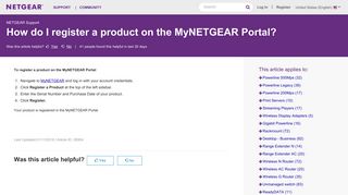 How do I register a product on the MyNETGEAR Portal? | Answer ...