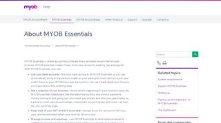 About MYOB Essentials - Small Business Support