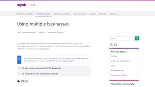 Using multiple businesses - MYOB Essentials Accounting - MYOB ...