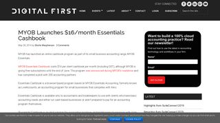 MYOB Launches $16/month Essentials Cashbook - Digital First