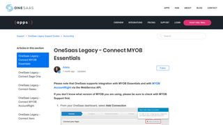 OneSaas Legacy - Connect MYOB Essentials – Support