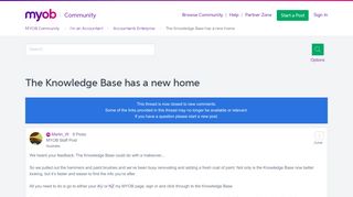 The Knowledge Base has a new home - MYOB Community