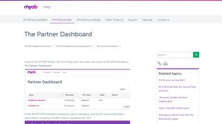 The Partner Dashboard - MYOB Essentials Accounting - MYOB Help ...
