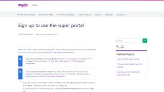 Sign up to use the super portal - Small Business Support - MYOB