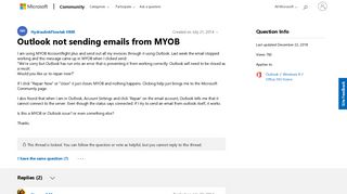 Outlook not sending emails from MYOB - Microsoft Community