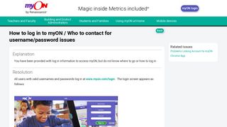 How to log in to myON / Who to contact for username/password issues ...