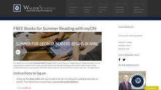 FREE Books for Summer Reading with myON | - Walker County Schools