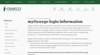 myOswego login information | Registrar