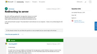Redirecting to server - Microsoft Community