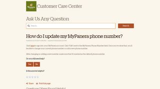 How do I update my MyPanera phone number? - Panera Bread