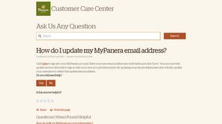 How do I update my MyPanera email address? - Panera Bread