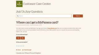 Where can I get a MyPanera card? - Panera Bread