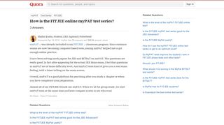 How is the FITJEE online myPAT test series? - Quora