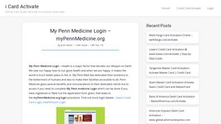 My Penn Medicine Login – myPennMedicine.org - Activate Credit Card