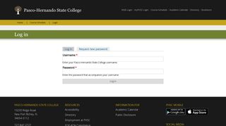 Log in | Pasco-Hernando State College - PHSC Course Schedule