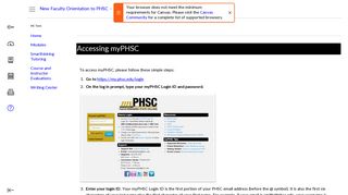 Accessing myPHSC: New Faculty Orientation to PHSC - Dashboard