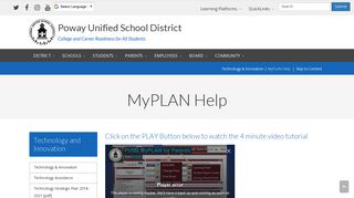 MyPLAN Help - Poway Unified